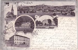 07907 Schleiz, u.a. Hotel Sonne, Villa Luginsland, Litho, ca. 1895