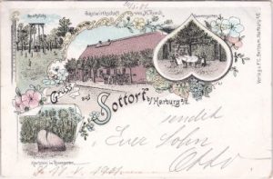 21224 Sottorf (Rosengarten), Gastwirtschaft Renck, Farblitho, ca. 1900