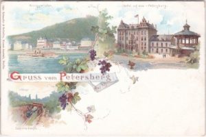 53639 Königswinter (Rhein), Gruss vom Petersberg, Farblitho, ca. 1900