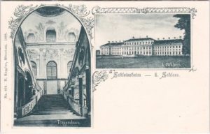 85764 Oberschleißheim, königliches Schloss, Litho, ca. 1900