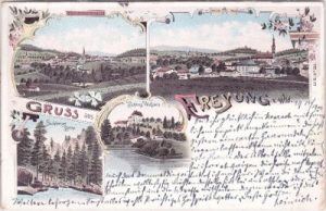 94078 Freyung, u.a. Ortsansicht, Schloss Wolfstein, Farblitho, ca. 1895