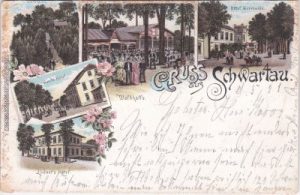 23611 Bad Schwartau, u.a. Hotel Germania, Farblitho, ca. 1900