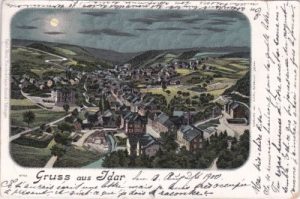 55743 Idar (Idar-Oberstein), Ortsansicht, Mondschein-Litho, ca. 1900