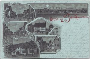 99837 Berka/Werra, u.a. Gasthof zur Post, Mondschein-Litho, ca. 1895