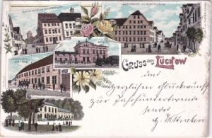 29439 Lüchow (Wendland), u.a. Bahnhof, Farblitho, ca. 1900
