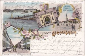 76726 Germersheim, u.a. Königsstrasse, Farblitho, ca. 1900