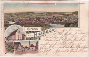 91180 Heideck, u.a. Marktplatz, Farblitho, ca. 1900