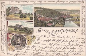 93152 Etterzhausen (Nittendorf), u.a. Bahnhof, Farblitho, ca. 1895