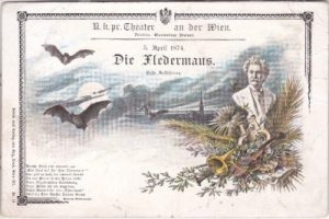 Wien-Währing, Theater-Aufführung "Die Fledermaus", Farblitho