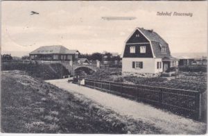 01640 Neucoswig (Coswig/Anhalt), Bahnhof, Zeppelin, ca. 1910