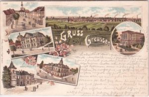 99718 Greußen, u.a. Schützenhaus, Farblitho, ca. 1895