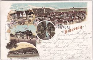 88400 Biberach an der Riß, u.a. Stadthalle, Farblitho, ca. 1900