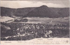 73342 Bad Ditzenbach, Ortsansicht mit Bahnhof, ca. 1905