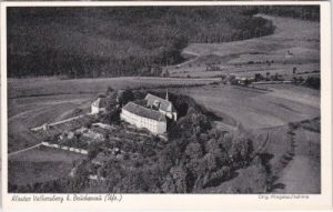 97769 Bad Brückenau, Kloster Volkersberg, Luftaufnahme, ca. 1950
