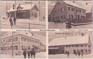 88454 Schweinhausen (Hochdorf/Riß), u.a. Bahnhof, ca. 1920