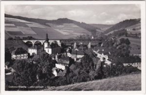 96337 Ludwigsstadt in Bayern, Ortsansicht mit Viadukt, ca. 1935