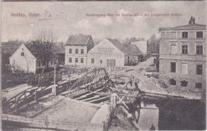Goldap in Ostpreußen, Straßenansicht, Brücke, ca. 1915