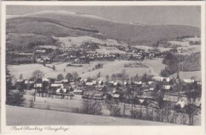 Bad Flinsberg im Isergebirge, Ortsansicht im Winter, ca. 1930