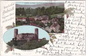 Bad Hohwald/Elsass (Le Hohwald), Ruine Andlau, Farblitho, ca. 1895