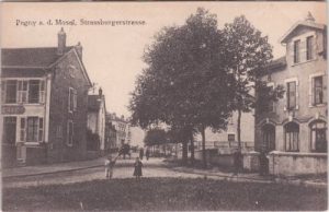 Pagny an der Mosel (Pagny-sur-Moselle), Strassburgerstrasse, ca. 1915
