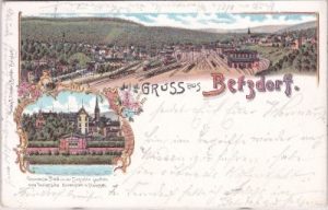 57518 Betzdorf (Sieg), u.a. Bahnhof, Farblitho, ca. 1895