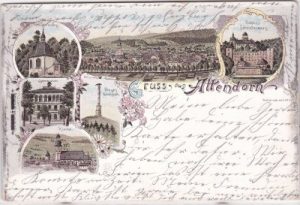 57439 Attendorn, u.a. Gymnasium, Farblitho, ca. 1900