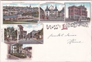 58507 Lüdenscheid, u.a. Gymnasium, Farblitho, ca. 1900