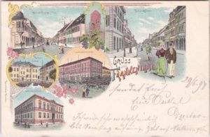 67227 Frankenthal (Pfalz), u.a. Bahnhofstrasse, Farblitho, ca. 1895