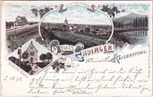 79346 Endingen am Kaiserstuhl, u.a. Bahnhof, Farblitho, ca. 1895