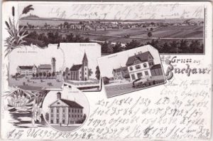 88422 Bad Buchau am Federsee, u.a. Bahnhof, Litho, ca. 1900