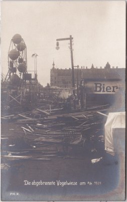 01307 Dresden-Johannstadt (Altstadt), Brand auf der Vogelwiese 1909
