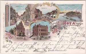 27318 Hoya an der Weser, u.a. Post, Farblitho, ca. 1895