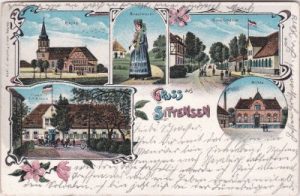 27419 Sittensen, u.a. Gasthof Kruss, Farblitho, ca. 1900