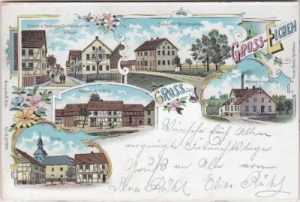 35325 Groß-Eichen (Mücke), u.a. Molkerei, Farblitho, ca. 1900