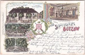 18246 Bützow, Schützenhaus, Farblitho, ca. 1895