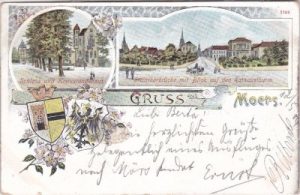 47441 Moers, u.a. Steinthorbrücke, Farblitho, ca. 1900