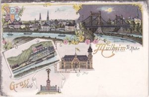 45468 Mülheim (Ruhr), u.a. Post, Farblitho, ca. 1900