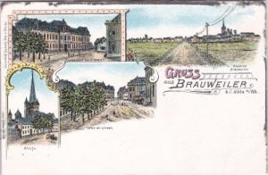 50259 Brauweiler (Pulheim), u.a. Arbeits-Anstalt, Farblitho, ca. 1900