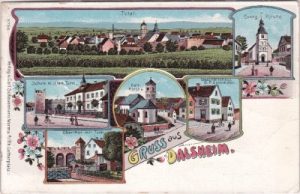 67592 Flörsheim-Dalsheim, u.a. Schule, Farblitho, ca. 1905