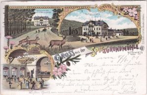 01640 Coswig/Anhalt, Spitzgrundmühle, Farblitho, ca. 1900