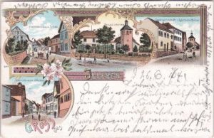 99947 Illeben (Bad Langensalza), u.a. Herrnstraße, Farblitho, ca. 1900