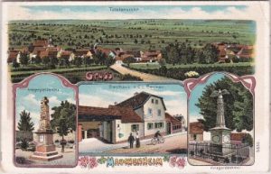 67294 Mauchenheim, u.a. Gasthaus Decker, Farblitho, ca. 1905