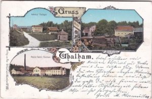 83629 Thalham (Weyarn), u.a. Bahnhof, Farblitho, ca. 1900