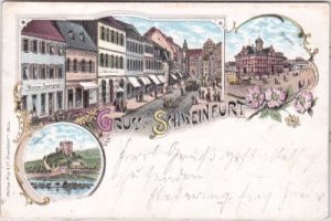 97421 Schweinfurt, u.a. Postamt, Farblitho, ca. 1895