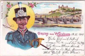 97070 Würzburg, Mainbrücke, Farblitho, ca. 1900