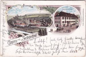 74214 Schöntal/Jagst, u.a. Gasthaus zur Post, Farblitho, ca. 1895