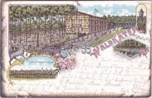06120 Halle/Saale, Gasthaus Waldkater, Farblitho, ca. 1895