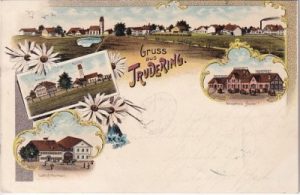 81827 München-Trudering, u.a. Weinkelterei, Farblitho, ca. 1900