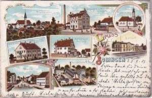 86399 Bobingen, u.a. Bahnhof, Farblitho, ca. 1900