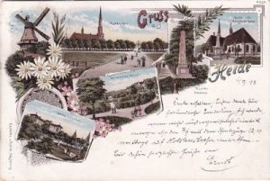 25746 Heide (Holstein), Marktplatz, Farblitho, ca. 1895